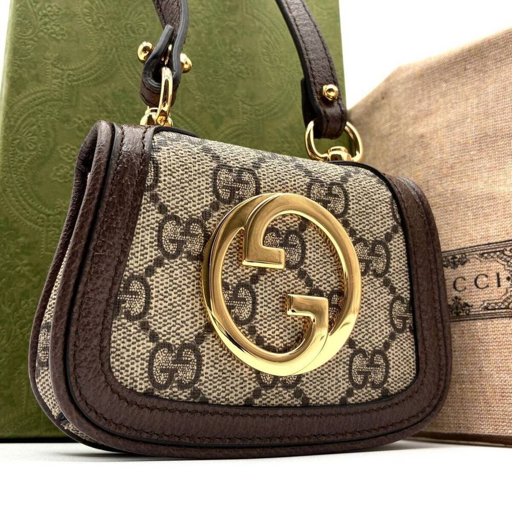 GUCCI Blondie shoulder bag GG Supreme canvas leather brown